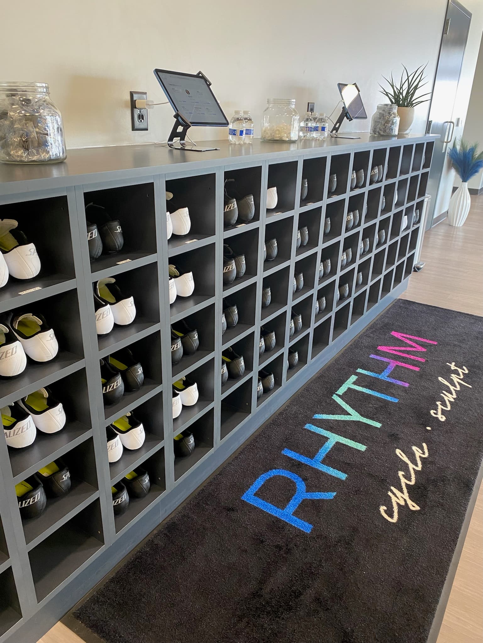 Cycling shoe cubbies