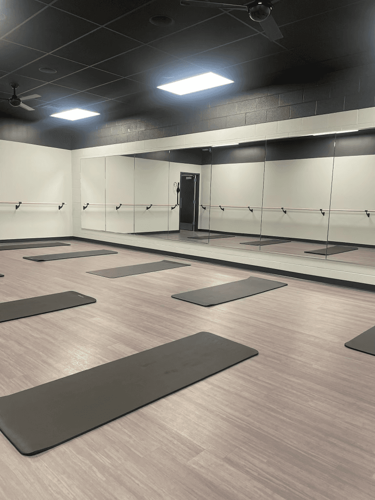 Movement studio with mats and barre